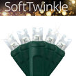 5mm SoftTwinkle Wide Angle Cool White LED Christmas Lights on Green Wire