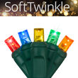 50 5mm Multi Color SoftTwinkle TM LED Christmas Lights, Green Wire, 4" Spacing