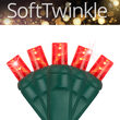 5mm SoftTwinkle Wide Angle Red LED Christmas Lights on Green Wire