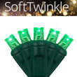 50 5mm Green SoftTwinkle TM LED Christmas Lights, Green Wire, 4" Spacing