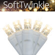 5mm SoftTwinkle Wide Angle Warm White LED Christmas Lights on White Wire