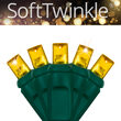 5mm SoftTwinkle Wide Angle Gold LED Christmas Lights on Green Wire