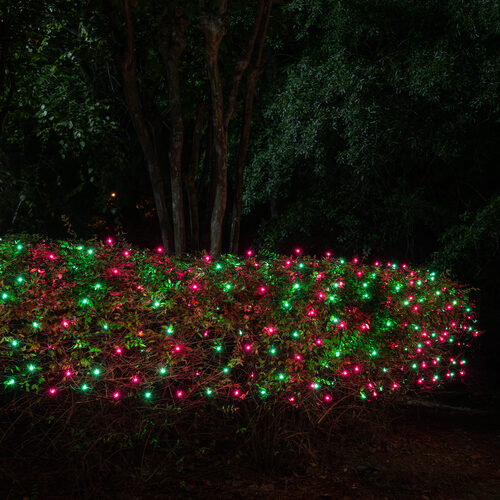 4' x 6' Purple, Green Mini Christmas Net Lights, 150 Lights on Black Wire