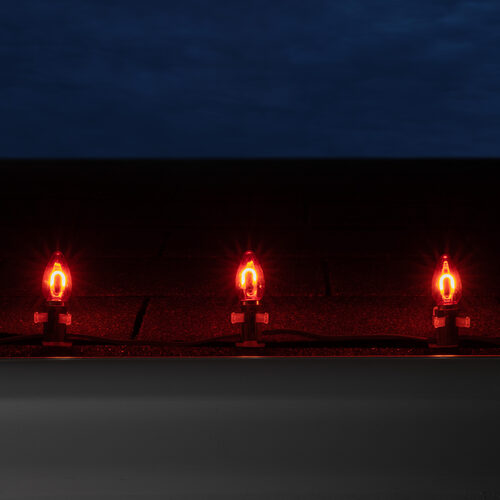 C7 Red FlexFilament Shatterproof Vintage Commercial LED Christmas Lights, 15 Lights, 15'