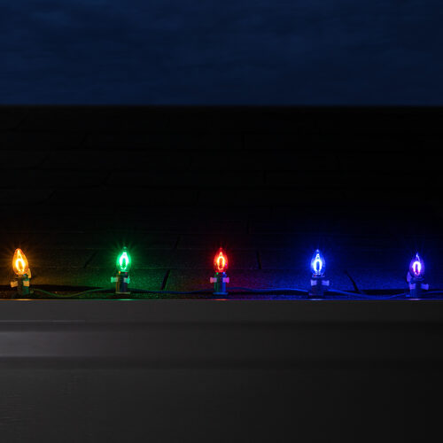 C7 Multicolor FlexFilament Shatterproof Vintage Commercial LED Christmas Lights, 15 Lights, 15'