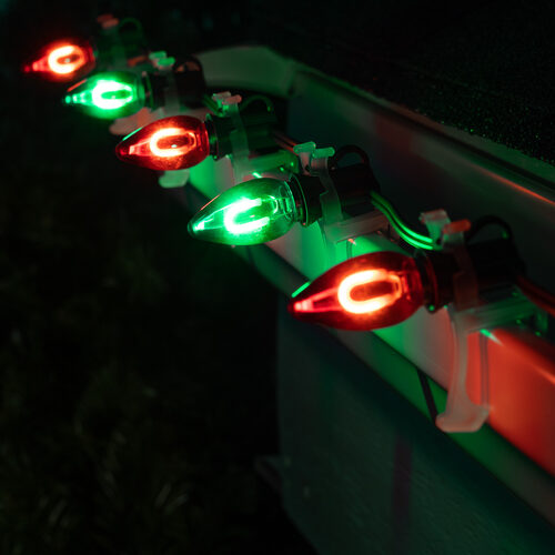 C7 Green / Red FlexFilament Shatterproof Vintage Commercial LED Christmas Lights, 50 Lights, 50'
