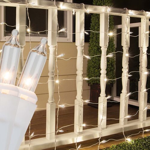 4' x 6' Clear Mini Christmas Net Lights, 150 Lights on White Wire