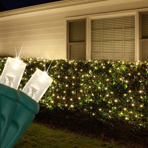 4' x 6' Warm White Twinkle 5mm LED Christmas Net Lights, 100 Lights on Green Wire