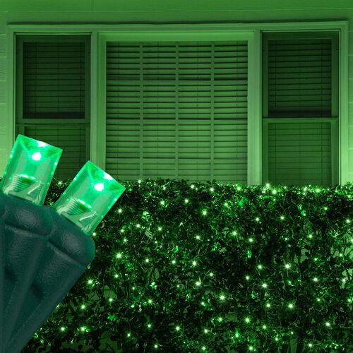 Green 5mm LED Christmas Net Lights on Green Wire Wintergreen