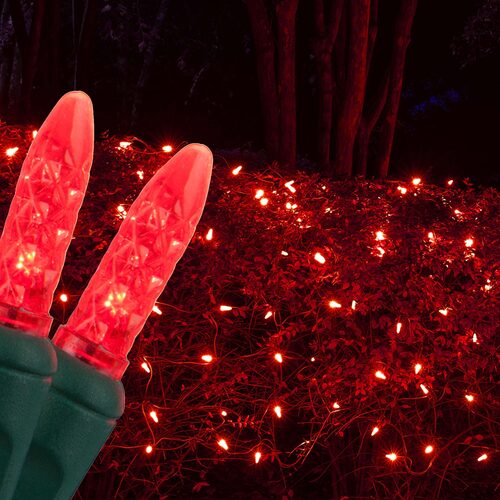 Red M5 LED Christmas Net Lights on Green Wire Wintergreen Corporation