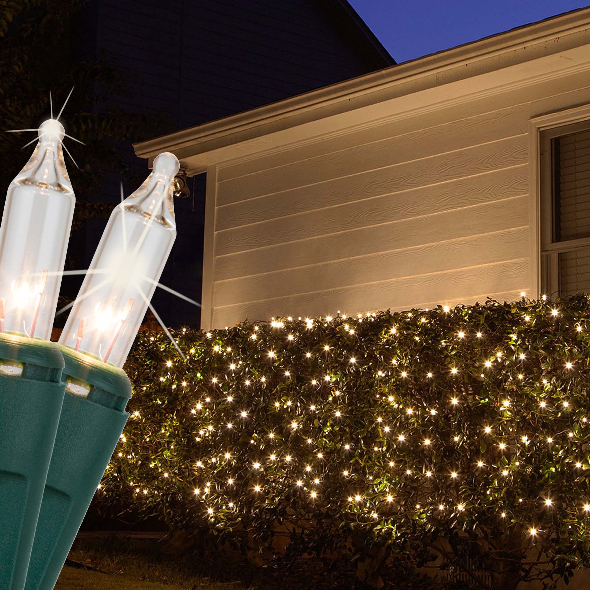 christmas lights with green wire