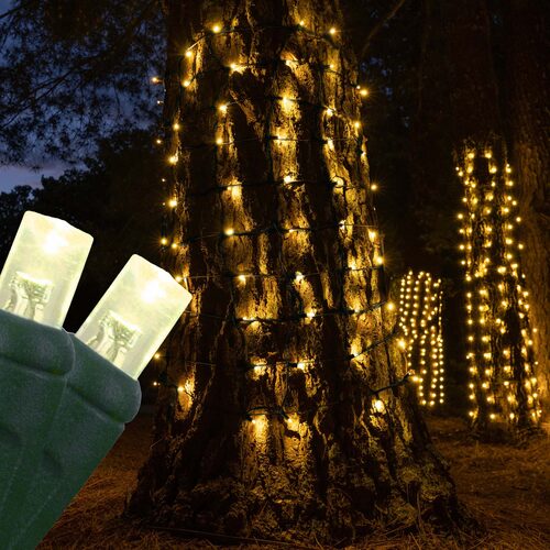 Commercial C7 Twinkle Warm White LED Christmas Lights on Green Wire -  Wintergreen Corporation