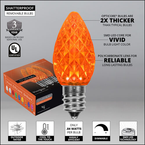 C7 Amber OptiCore LED Bulbs