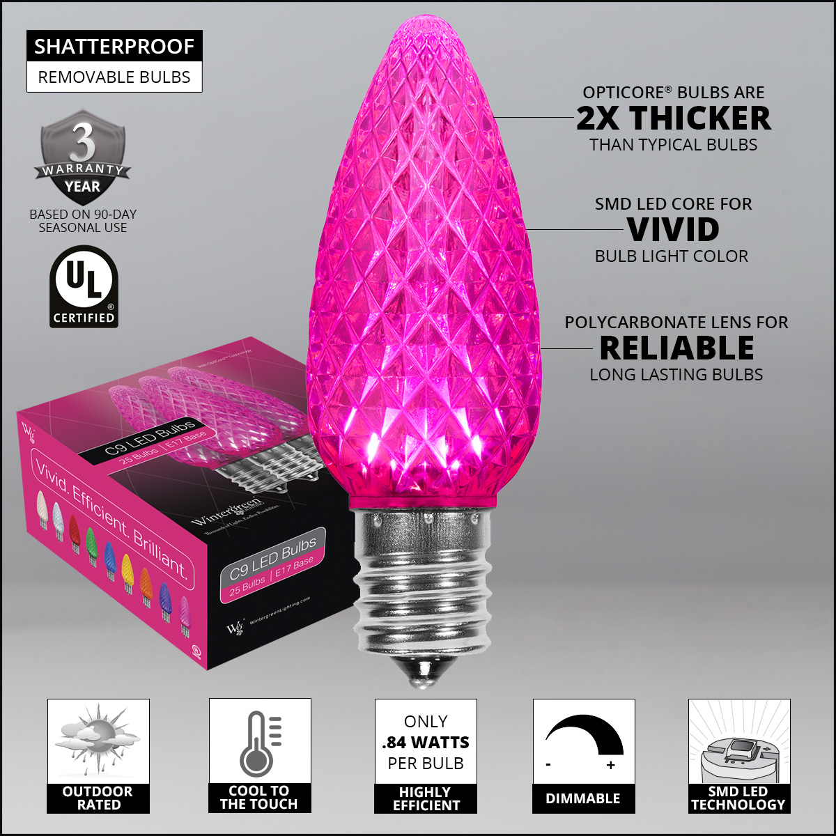 pink c9 led christmas lights