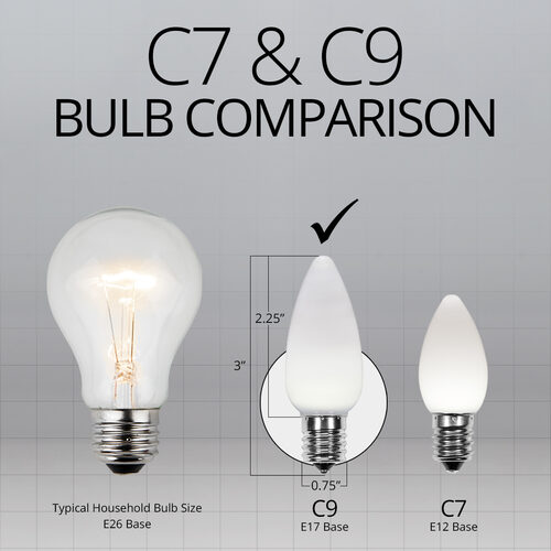 C9 Opaque Cool White OptiCore LED Bulbs