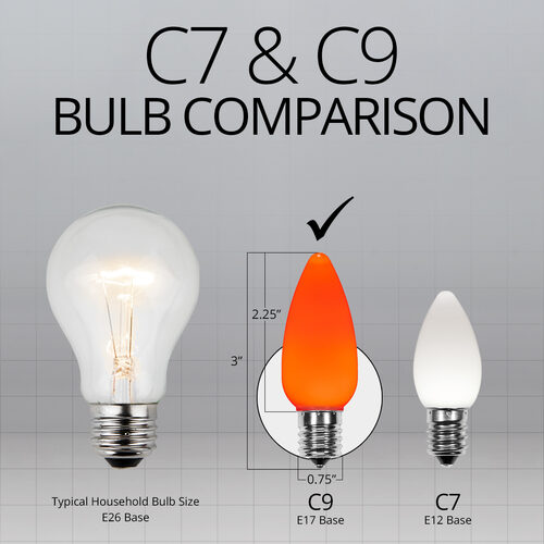C9 Opaque Amber OptiCore LED Bulbs