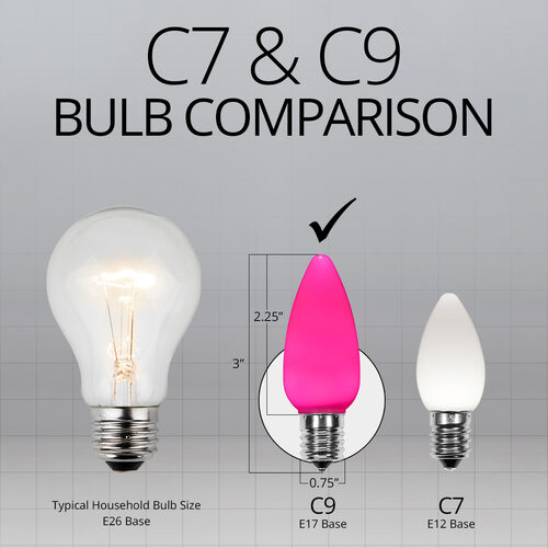 C9 Opaque Pink OptiCore LED Bulbs