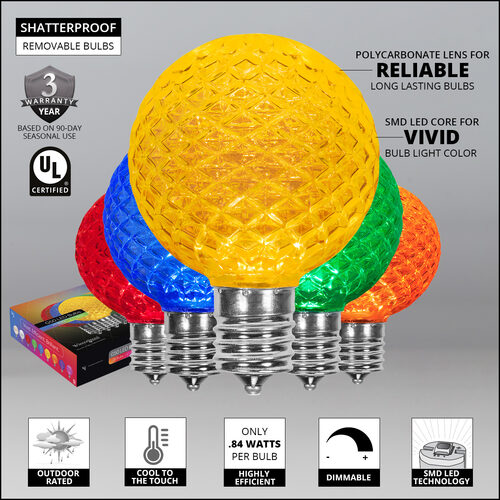 G50 Multicolor OptiCore LED Globe Light Bulbs, E17 - Intermediate Base