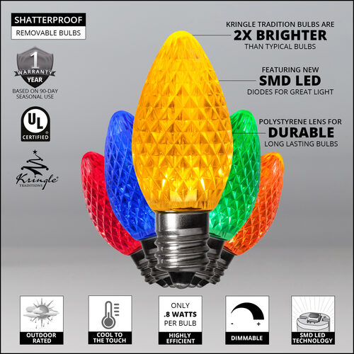 C7 Multicolor Kringle Traditions LED Bulbs
