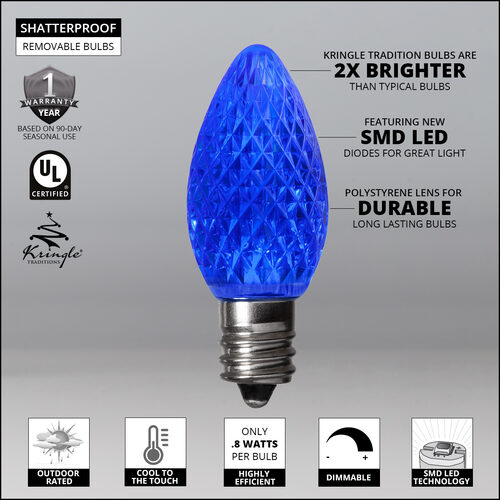 C7 Blue Kringle Traditions LED Bulbs