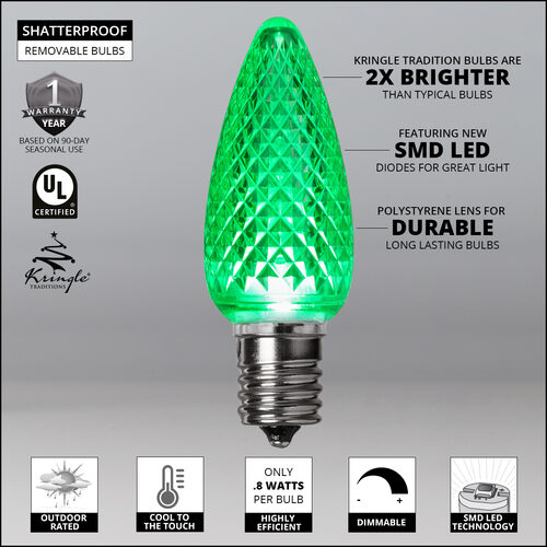 C9 Green Kringle Traditions LED Bulbs