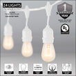 54' Clear Patio String Light Set with 24 S14 Bulbs on White Wire, with Drops