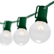 25' Commercial Clear Patio String Light Set with 25 G50 Bulbs on Green Wire, E12 Base