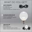 Commercial Clear Patio String Light Set with G50 E17 Bulbs on Black Wire