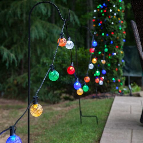 25' Multicolor OptiCore LED Patio String Light Set with 25 G50 Bulbs on Black Wire, E17 Base