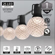 37' Warm White OptiCore LED Patio String Light Set with 25 G50 Bulbs on Black Wire, E12 Base