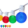 25' Multicolor OptiCore LED Patio String Light Set with 25 G50 Bulbs on White Wire, E12 Base