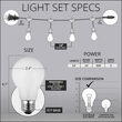 54' Commercial White Patio String Light Set with 24 A19 Bulbs on White Wire, with Drops