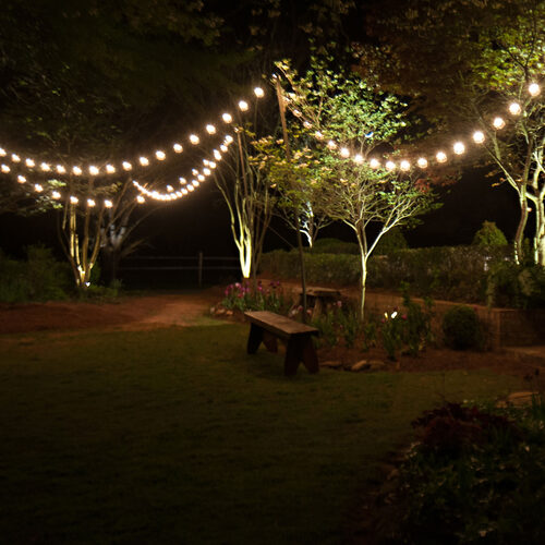 10' Warm White FlexFilament TM Shatterproof LED Patio String Light Set with 10 G50 Bulbs on Black Wire, E17 Base