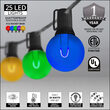 37' Multicolor FlexFilament TM Acrylic LED Patio String Light Set with 25 G50 Bulbs on Black Wire, E12 Base