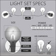 37' Multicolor FlexFilament Acrylic LED Patio String Light Set with 25 G50 Bulbs on Black Wire, E12 Base