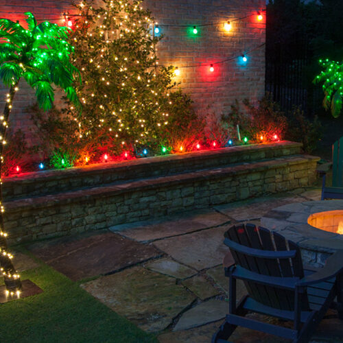 30' Multicolor FlexFilament LED Patio String Light Set with 10 S14 Bulbs on Black Wire