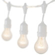 Commercial Clear Patio String Light Set with A19 Bulbs on White Wire with Drops 