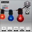 100' Commercial Multicolor Patio String Light Set with 75 S11 Bulbs on Black Wire