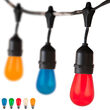 Commercial Multicolor Patio String Light Set with S14 Bulbs on Black Wire with Drops 