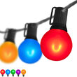 10' Multicolor FlexFilament Satin LED Patio String Light Set with 10 G50 Bulbs on Black Wire, E17 Base