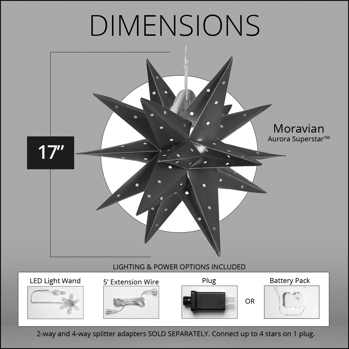 White Aurora Superstar TM Moravian Star Light, Fold-Flat, LED