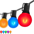 10' Multicolor FlexFilament Satin LED Patio String Light Set with 10 G50 Bulbs on Black Wire, E12 Base