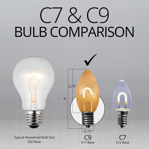 C9 Shatterproof Warm White FlexFilament TM LED Bulbs