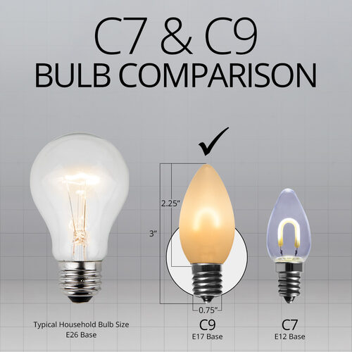 C9 Satin Glass Warm White FlexFilament LED Bulbs 