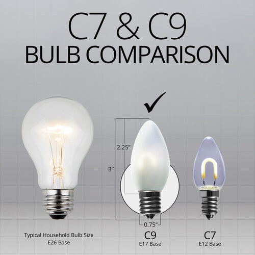 C9 Satin Glass Cool White FlexFilament LED Bulbs 