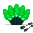25 C7 Green Commercial LED Lights, Green Wire, 12" Spacing