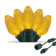 25 C7 Gold Commercial LED Lights, Green Wire, 12" Spacing