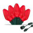 25 C7 Red Commercial LED Lights, Green Wire, 12" Spacing