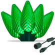 25 C9 Green Commercial LED Lights, Green Wire, 12" Spacing
