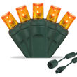 25 5mm Amber Commercial LED Lights, Green Wire, 4" Spacing